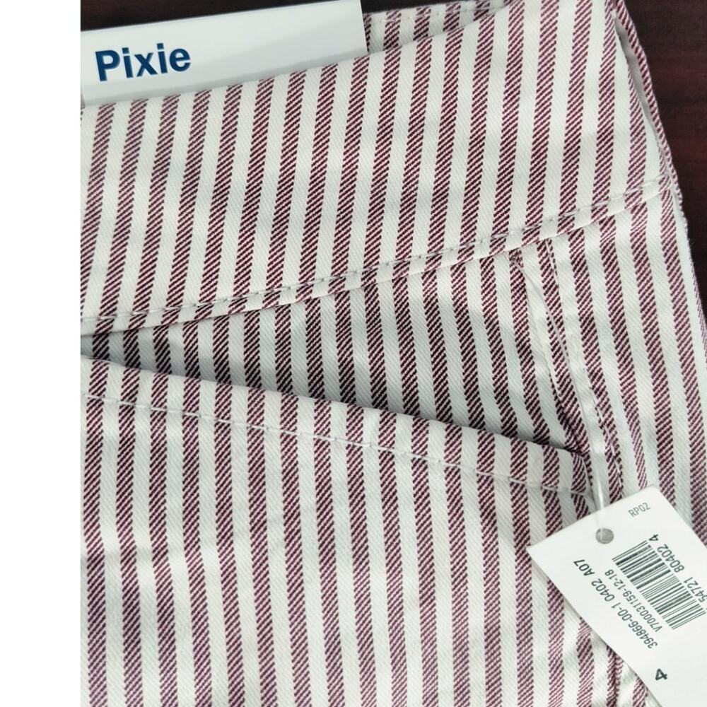 Old Navy Pixie Ankle Pants Wmn's Sz 4 White Mauve Stripe HIgh Waist Stretch NWT - Picture 9 of 15